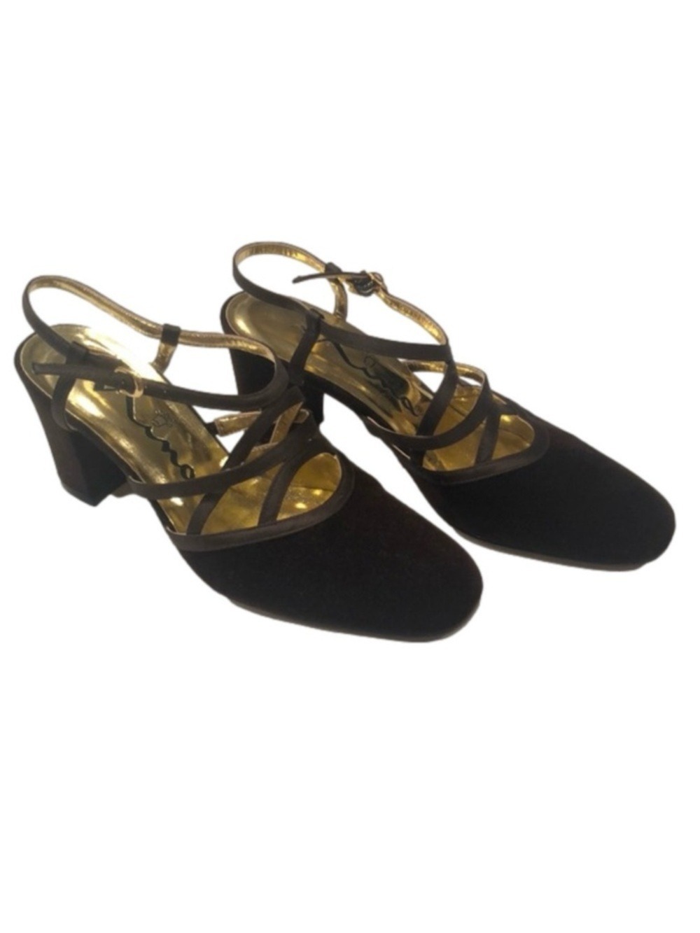 NINA Dark Brown Velvet Heels Size 6